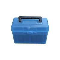 MTM Deluxe Rifle Ammo Boxes with Handle - 50 Round fits 223 Rem 204 Ruger - Blue