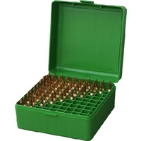 MTM Rifle Ammo Box - 100 Round Flip-Top 22-250 243 308 Winchester 220 Swift - Green