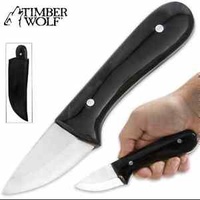 Timber Wolf 2.5inch High Carbon Skinner polished black buffalo horn neck knife
