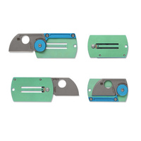 Spyderco Dog Tag Folder Blue/Green Anodized Titanium - Plain Blade