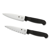 Spyderco Kitchen Parer Knife 4.5"Serrated Blade Black Handle