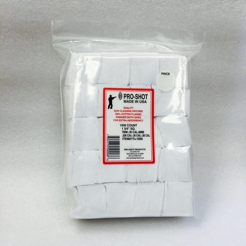 Pro Shot Cleaning Patches 1 3/4in .30 .38 cal Square 500pk