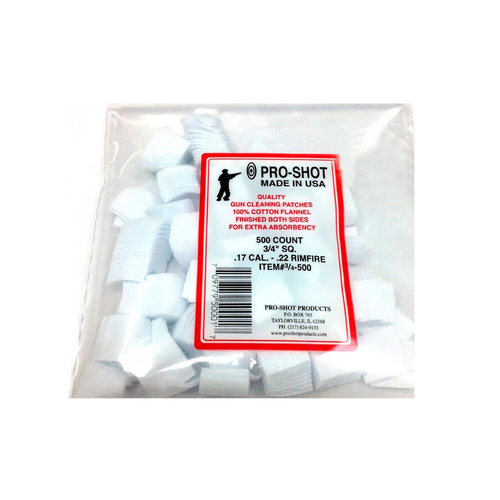 Pro Shot Cleaning Patches 3/4 in .17 .22 square 500pk