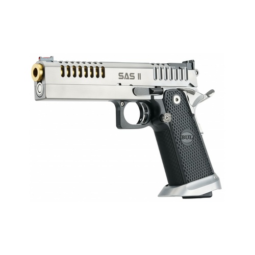 Bul Armory SAS II Air 9mm Pistol - Silver and Gold (Stainless Steel with Tin Gold Plated Barrel) 