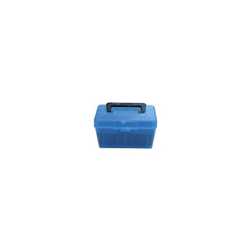 MTM Deluxe Rifle Ammo Boxes with Handle - 50 Round fits 223 Rem 204 Ruger - Blue