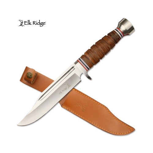 Elk Ridge - Stacked Leather Bowie knife