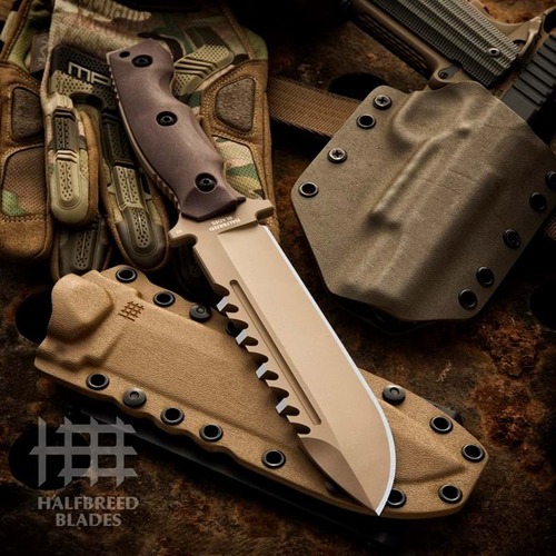 Halfbreed Blades LSK-01 Large Survival Knife - Spear Point - Dark Earth