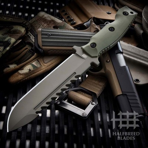 Halfbreed Blades LSK-01 Large Survival Knife - Spear Point - Ranger Green
