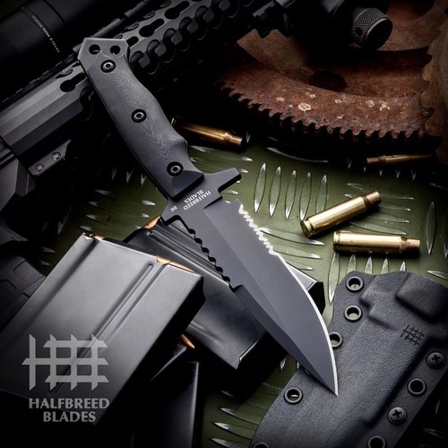 Halfbreed Blades MIK-03 Medium Infantry Knife - Drop Point - Black