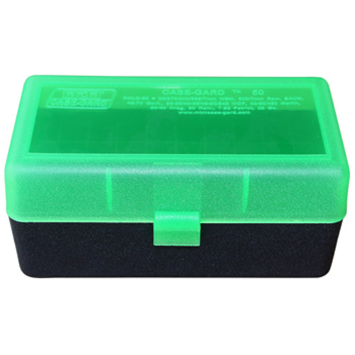 MTM Rifle Ammo Box - 50 Round Flip-Top 270 Winchester 30-06 25-06 - Clear Green/Black