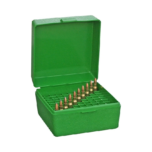 MTM Rifle Ammo Box - 100 Round Flip-Top 223 204 Ruger 6x47 - Green