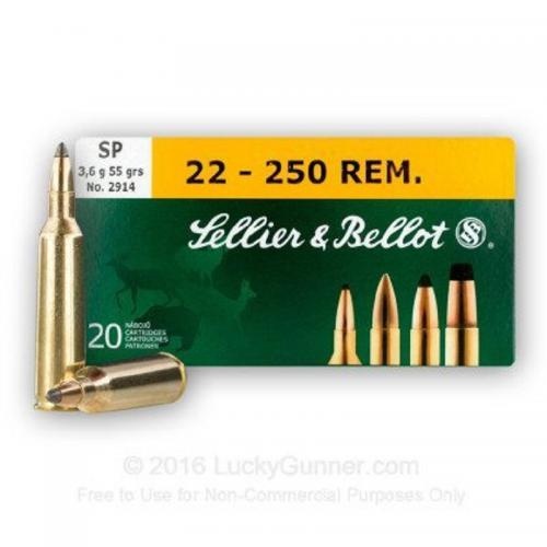 Sellier and Bellot 22-250REM. 55gr SP 20pk