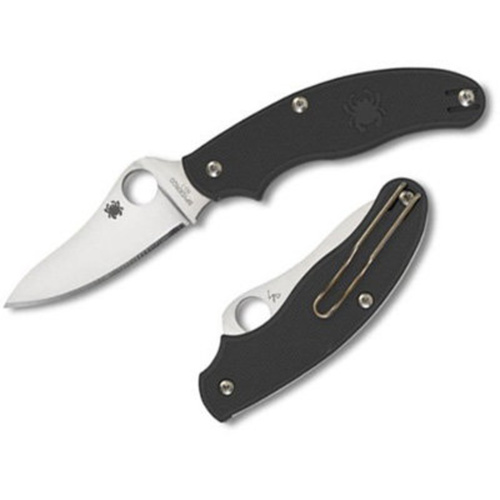 Spyderco UK Penknife Lightweight Black SLIPIT Drop Point-Plain Blade