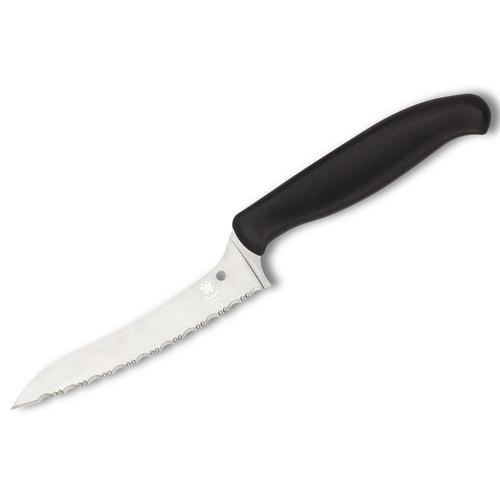 Spyderco Z-Cut Kitchen Knife Serrated Pointed Tip Lightweight Black