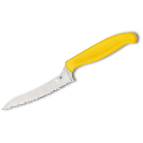 Spyderco Z-Cut Kitchen Knife Serrated Pointed Tip Lightweight Yellow